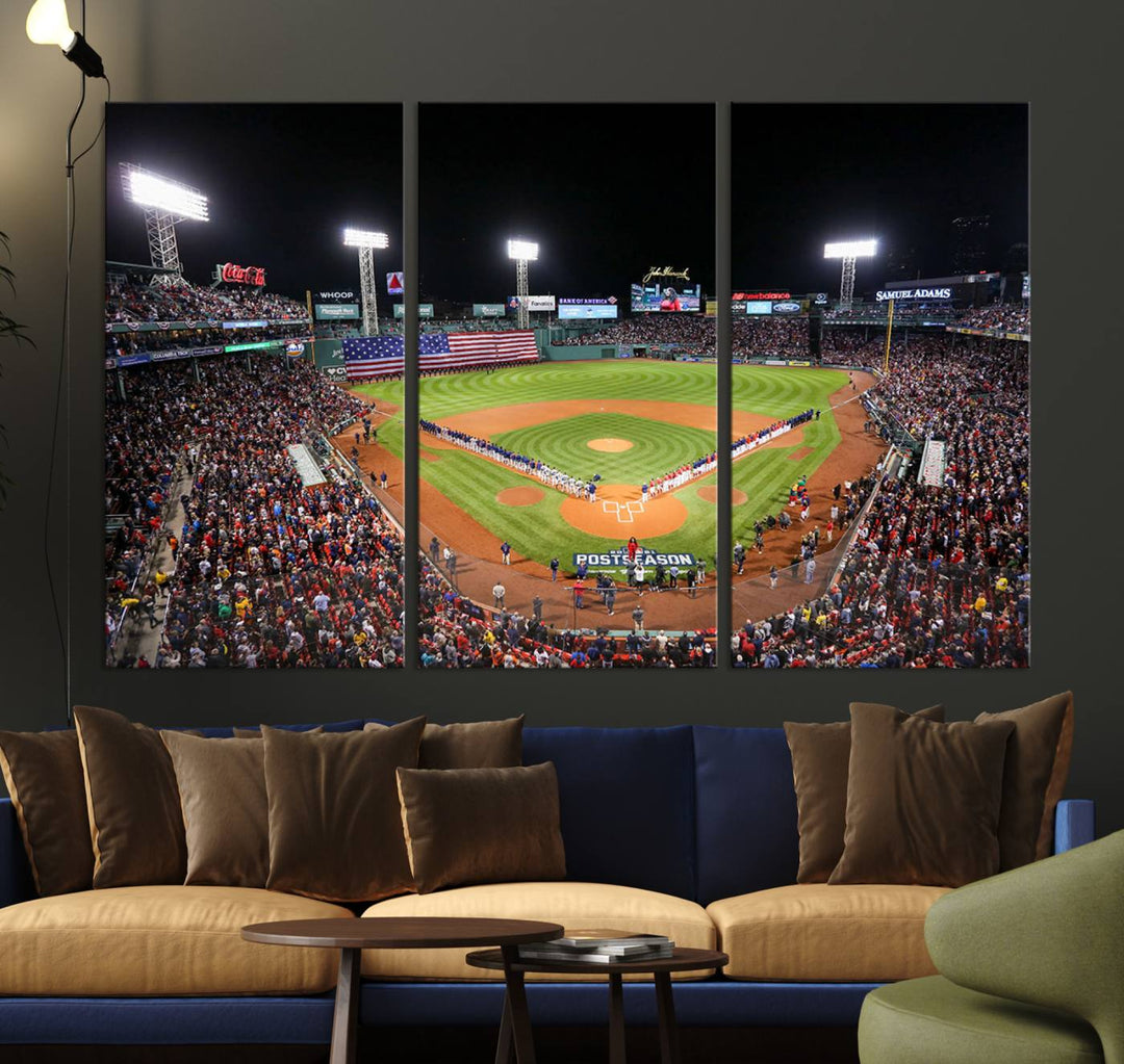 Fenway Park Postseason Triple Canvas Wall Art - Boston Red Sox Historic Game