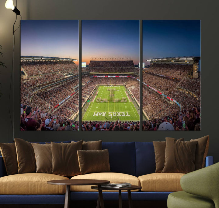 Texas A&M University Aggies Football Team Print - College Station Kyle Field Stadium Wall Art Canvas Print