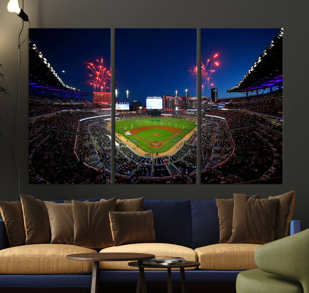 Atlanta Braves Baseball Team Print - Truist Park Stadium Wall Art Canvas Print