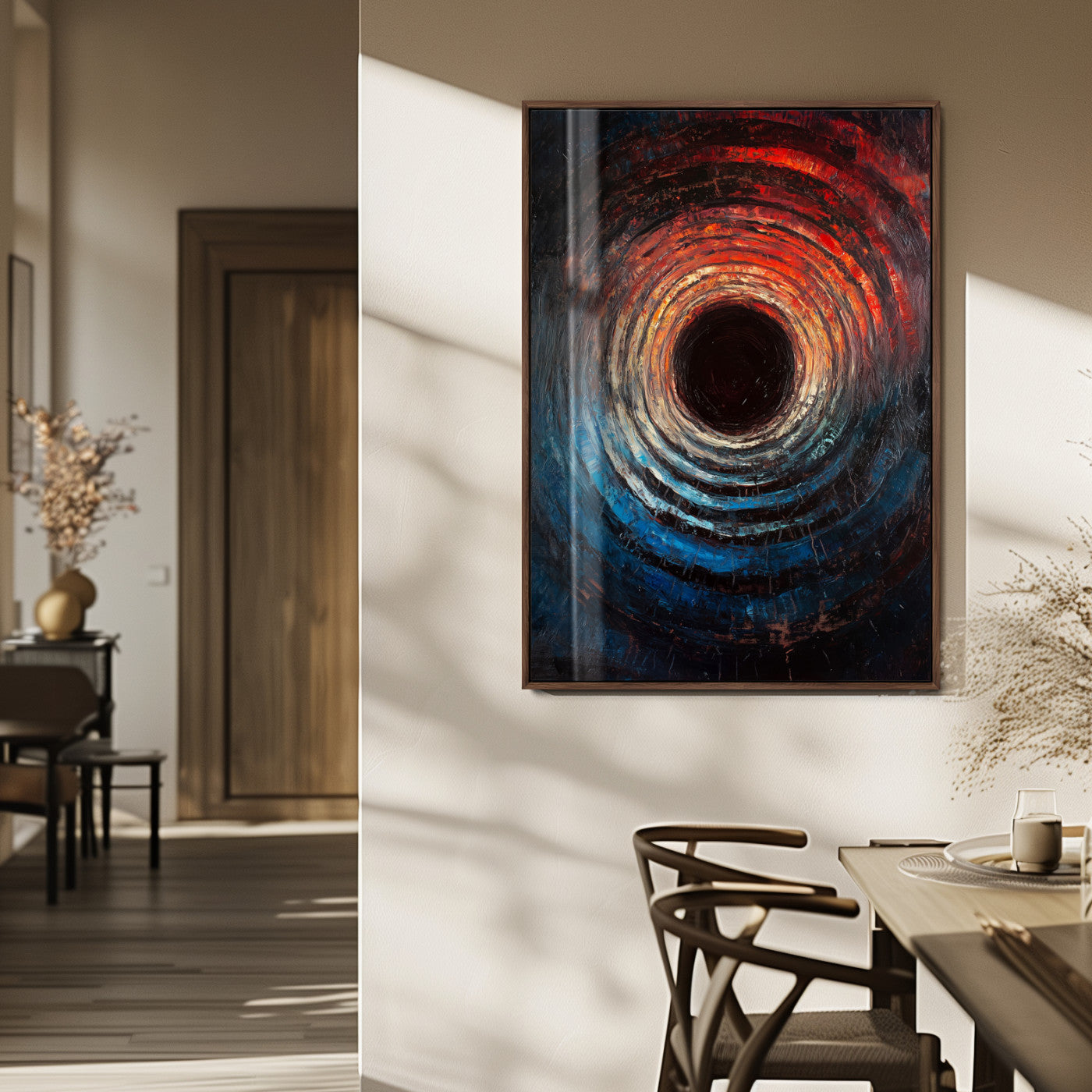 MGV-FP-48X32-3P - Wood Vortex Wall Art Canvas Print, Framed Abstract Swirl Art Picture Print, Wood Tree Texture Perfect Modern Decor Artwork