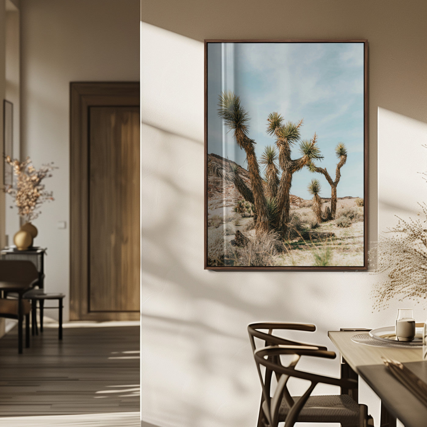 MGV-FP-48X32-3P - Joshua Tree Desert Canvas Print – Southwestern Boho Landscape Wall Art, Rustic Nature Scene for