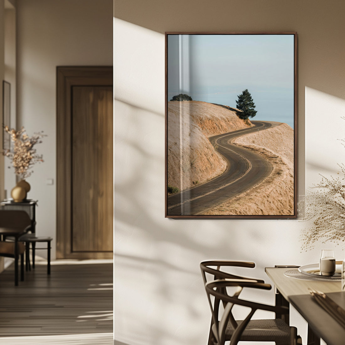 Winding Road Wall Art | Framed Scenic Landscape Canvas