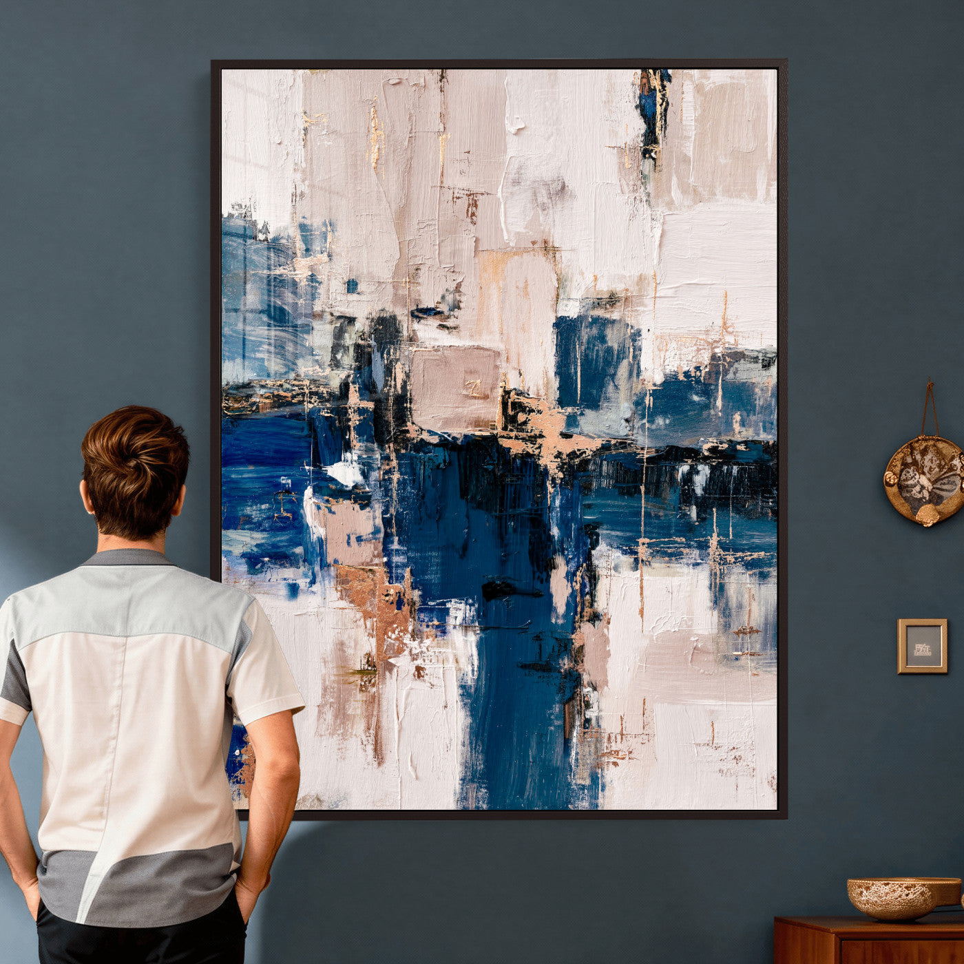 33344787-MGV-CV-24X36 - Abstract Navy Blue Wall Art Canvas Print