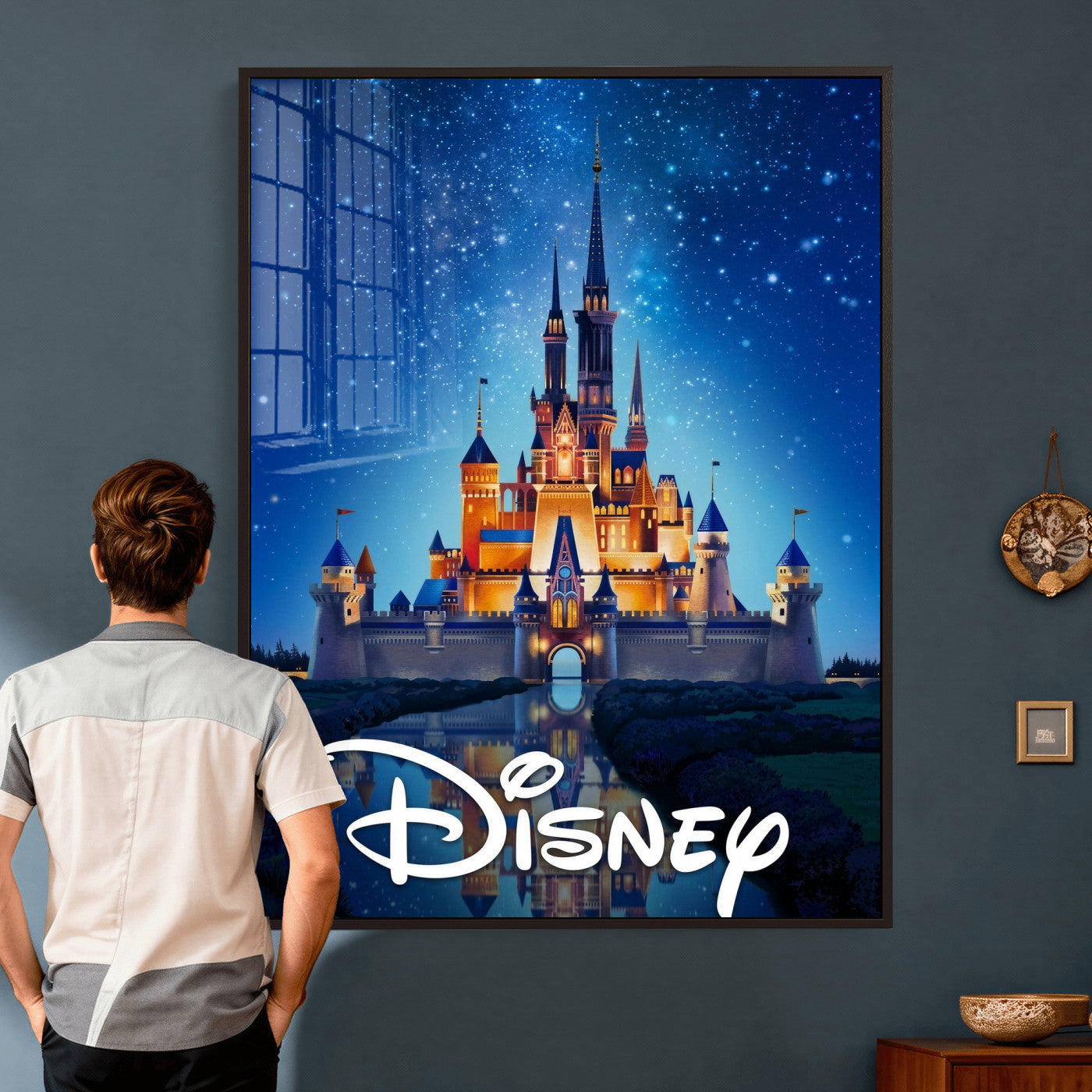 79435DS-MGV-CV-24X36 - Disney Castle Wall Art – Framed Magic Kingdom Canvas Artwork, Fairytale Design, Kids Room Fantasy Decor for Home, Office
