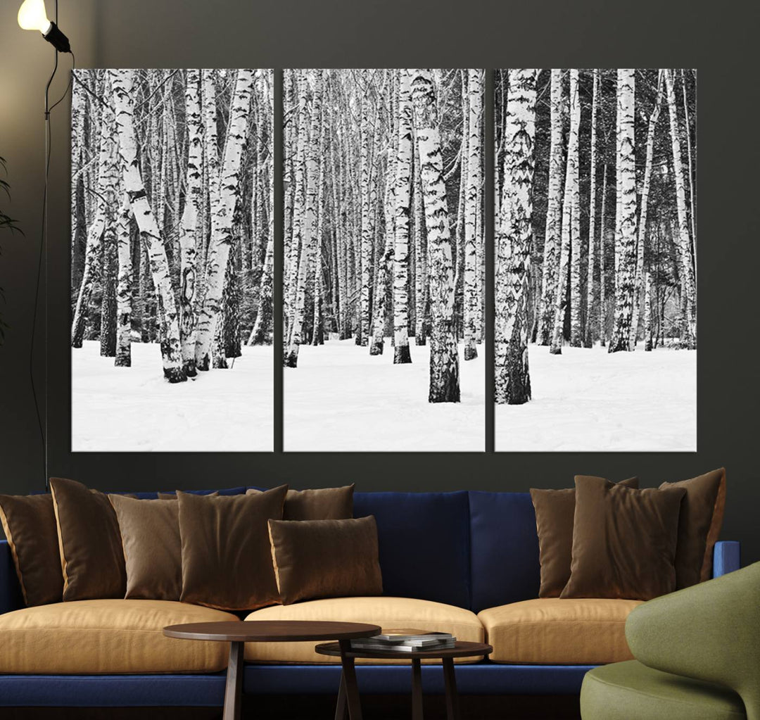 Wall Art Landscape Canvas Print Forest in Winter with Snowy Ground and Trees