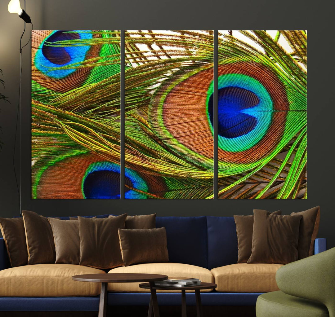 Wall Art Animal Canvas Print Triple Eyed Peacock Wing