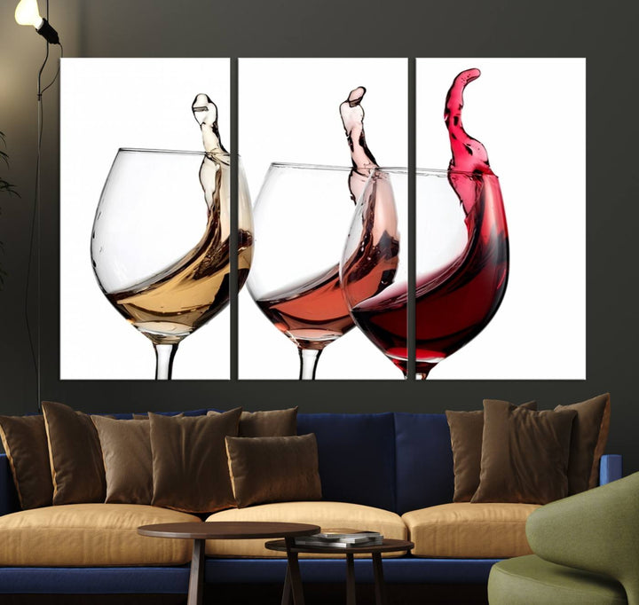 49896 - Lienzo decorativo para pared grande con vino abstracto en copas