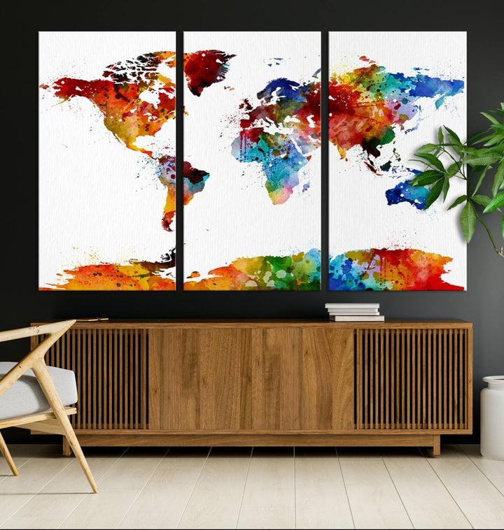 Watercolor World Map Canvas Print