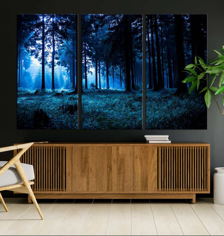 Mystic Dark Forest Wall Art Forest Canvas Print