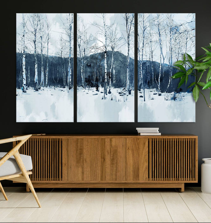 Impression d’art sur toile de forêt d’hiver à couper le souffle Multi Panel Forest Art Winter Photograph Art