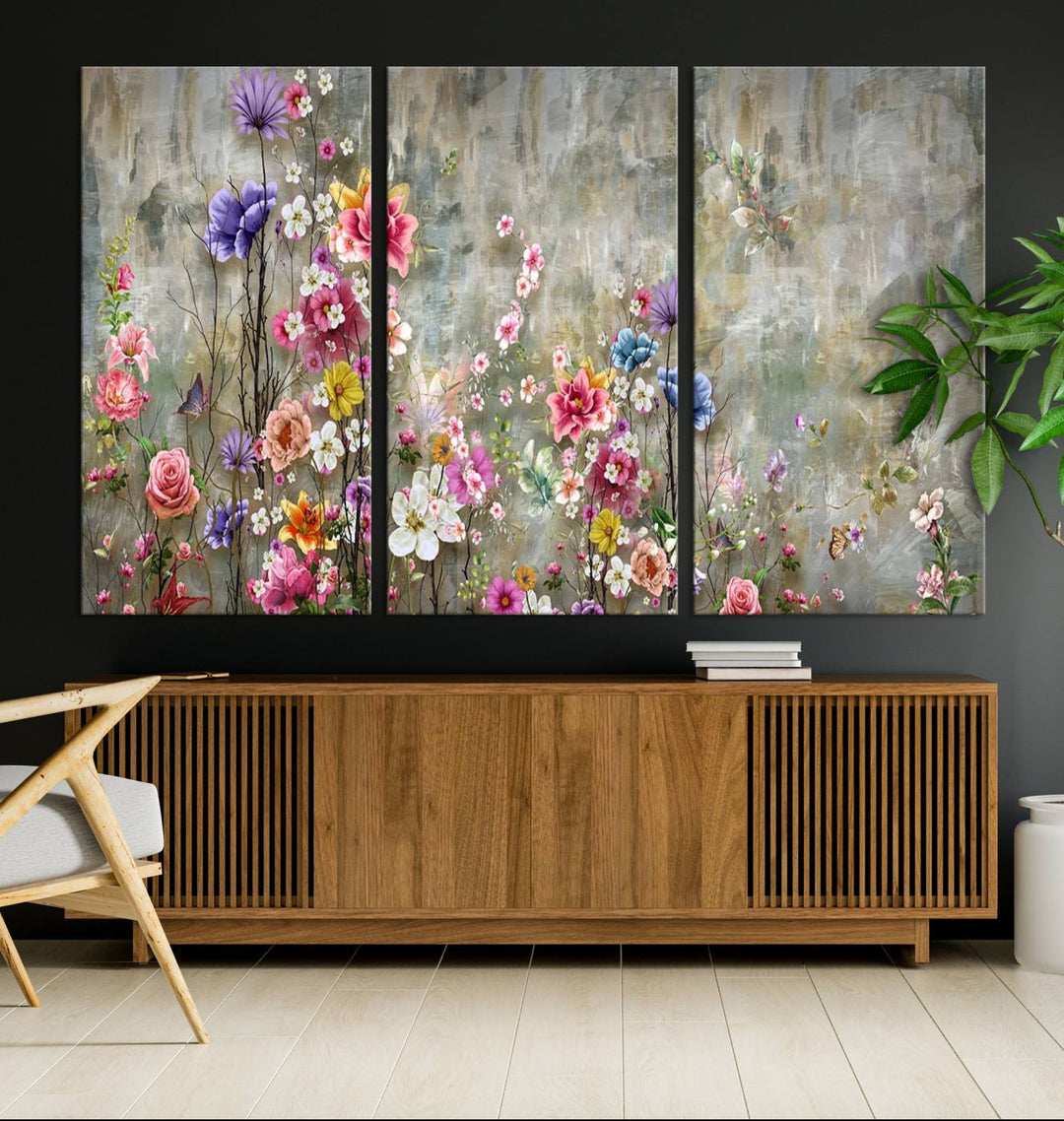 Cozy Flowers Painting on Canvas Wall Art Floral Canvas Print