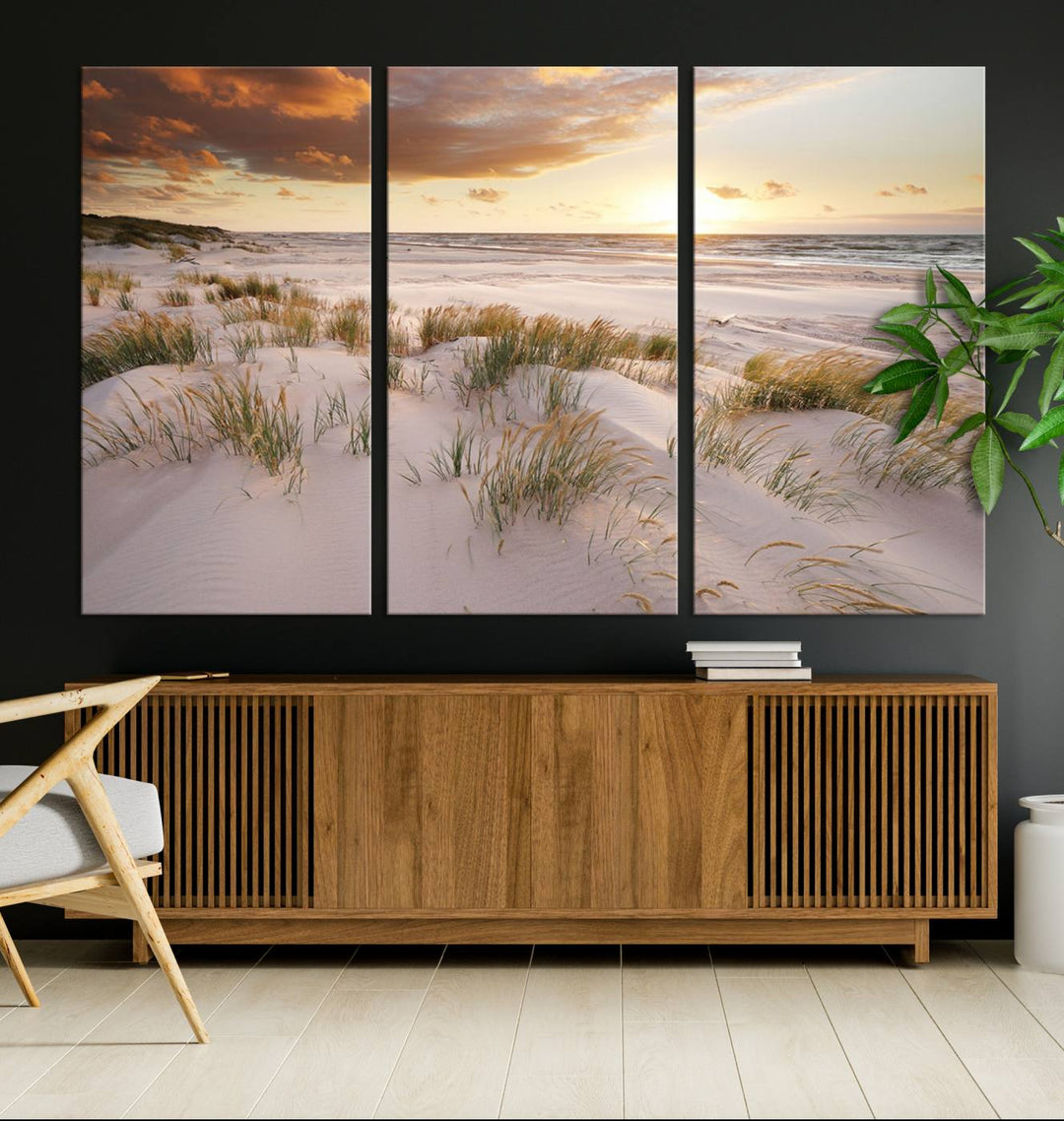 Ocean Beach Wall Art Canvas Print Sunset Artwork Print Coastal Wall Art