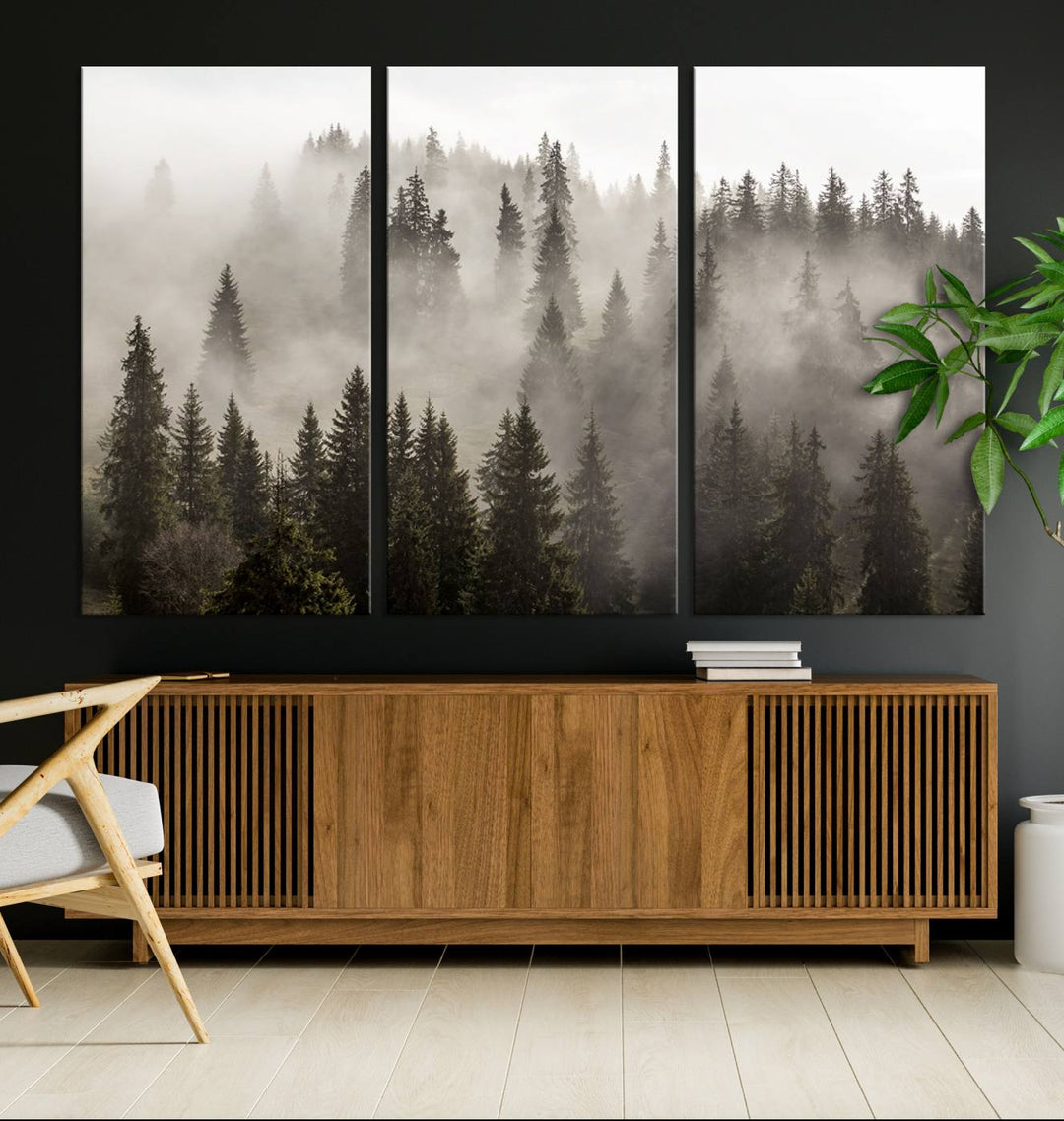 Foggy Forest Wall Art Canvas Print