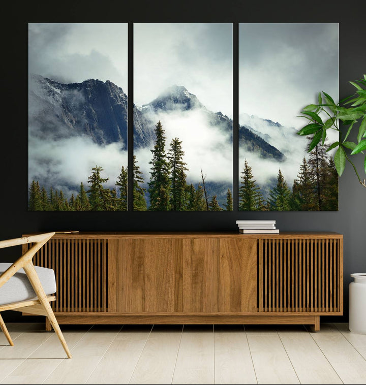 Misty Mountain Forest Wall Art Canvas Print