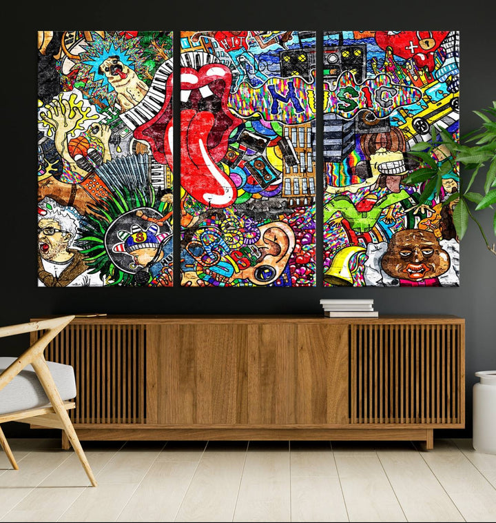 Vibrant Music Graffiti Wall Art Canvas Print