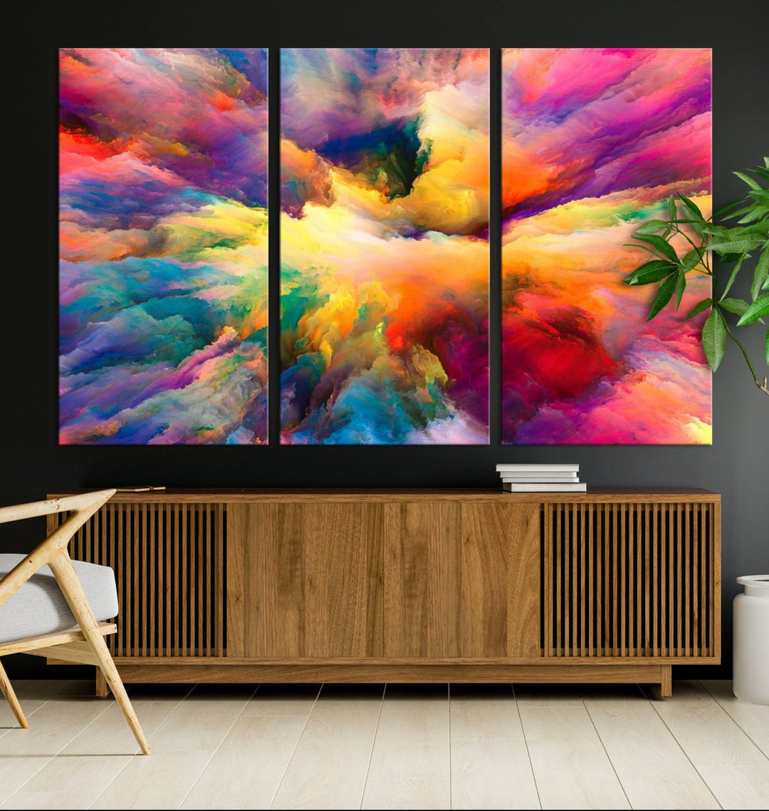 Arte de pared en forma de nube de colores vibrantes y ardientes Lienzo