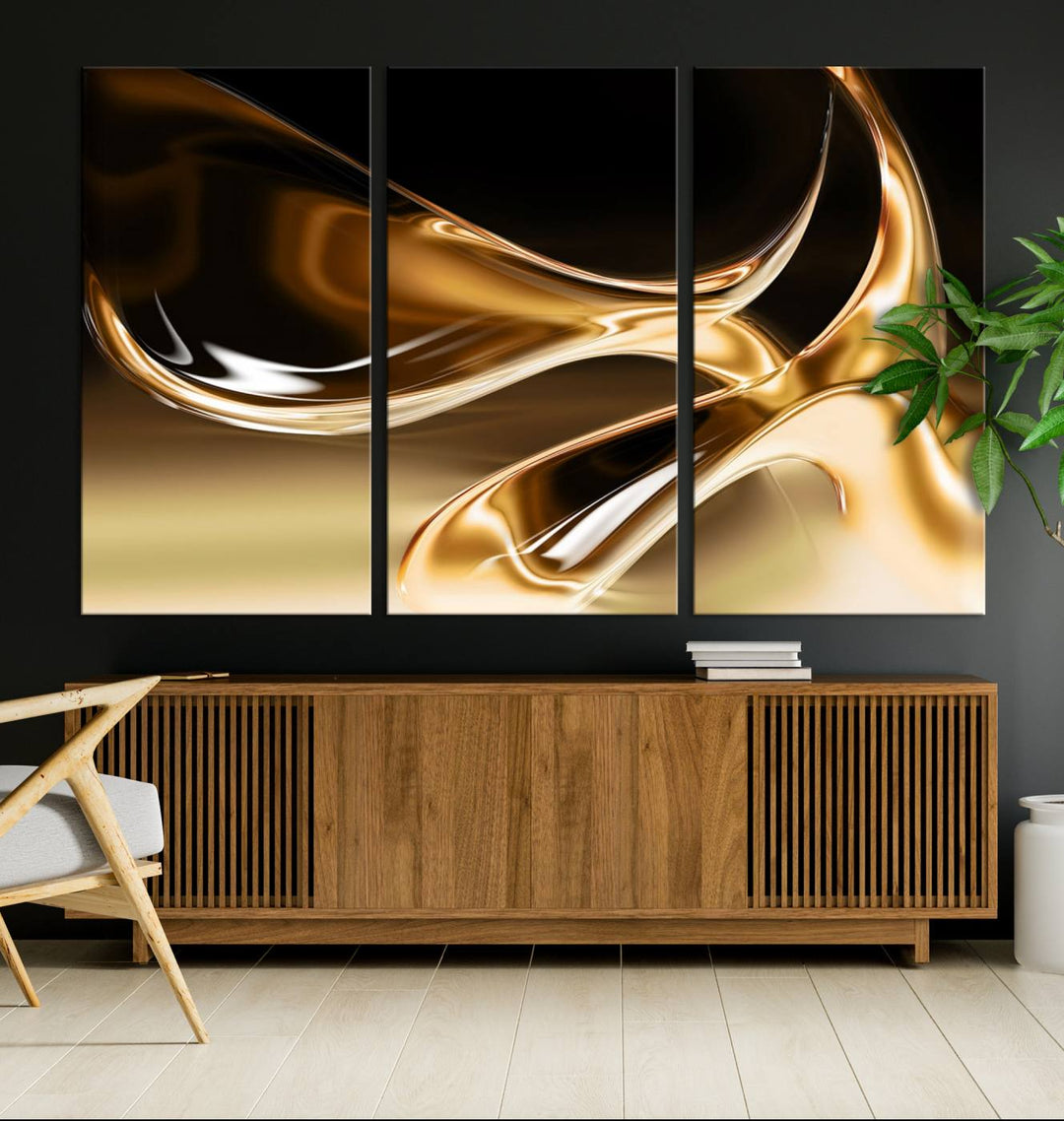 Liquid Glittered Luxury Gold Canvas Wall Art Print