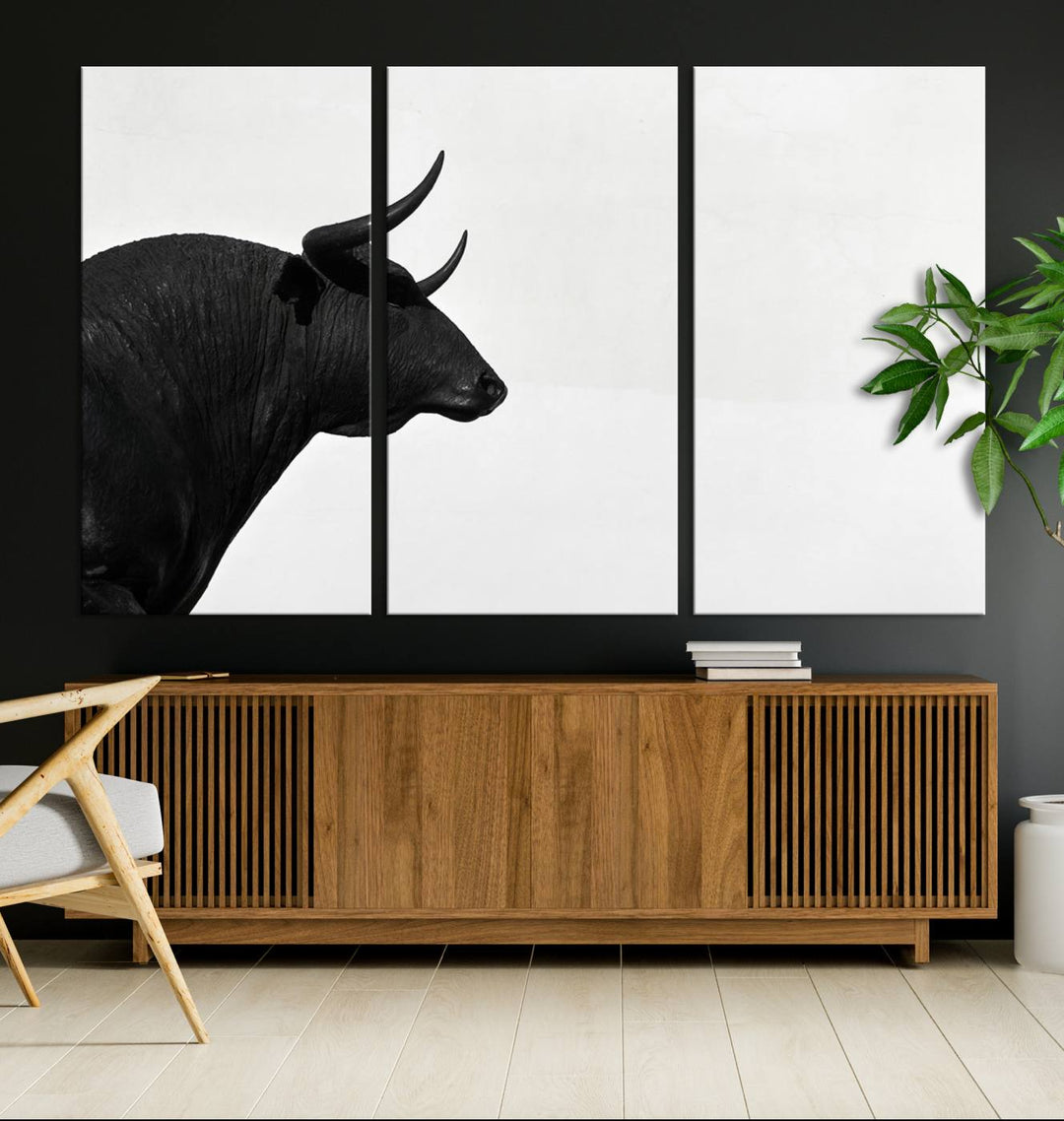 The Spanish Bull Wall Art Canvas Print is crafted on museum-quality canvases and is coated with UV-protective layers for lasting brilliance. It comes ready to hang, effortlessly enhancing your living space.