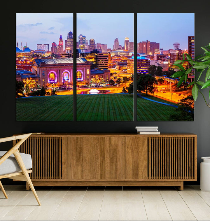 Kansas City Night Canvas Print Wall Art and