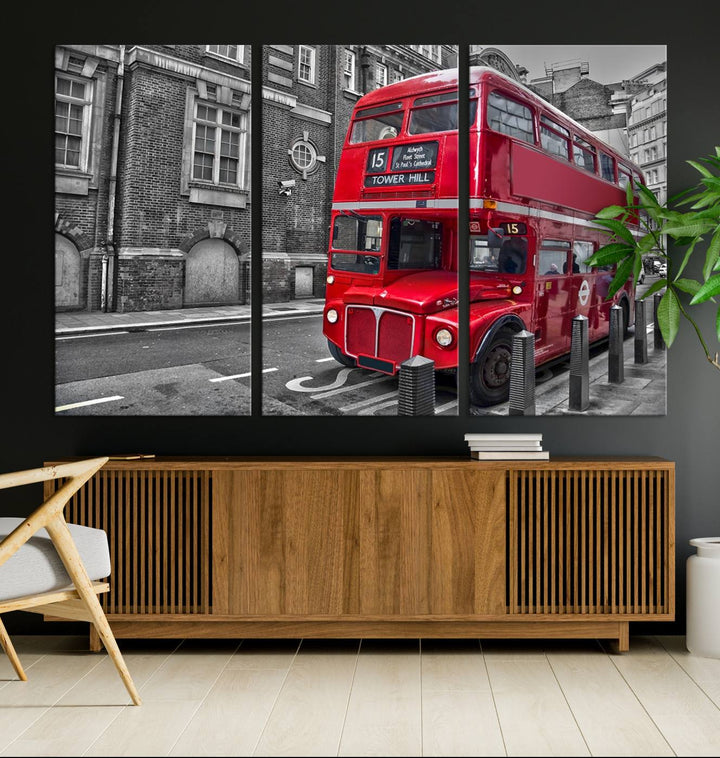 London Red Bus Wall Art, Red Telephone Club, London Night Canvas Print