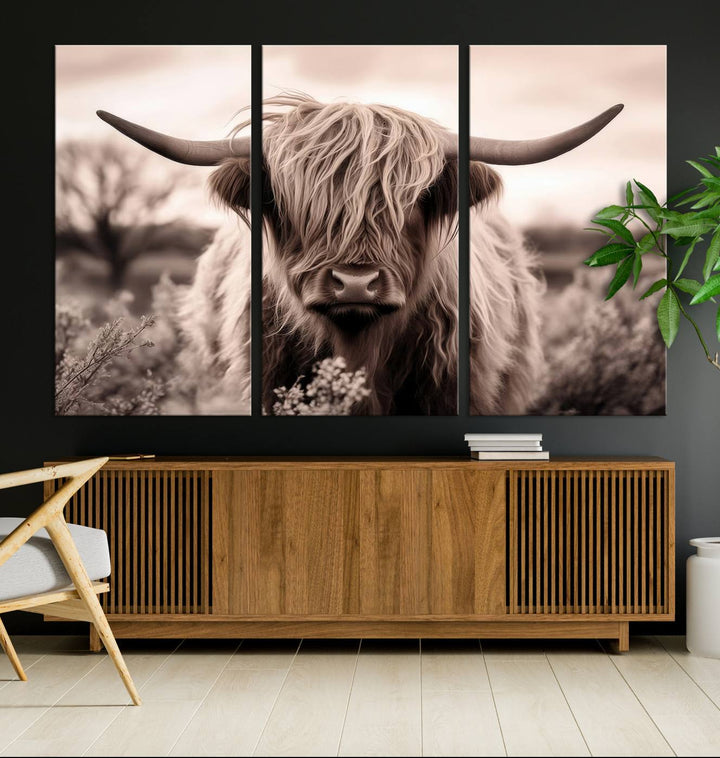 Scottish Cow Longhorn Wall Art Canvas Print.