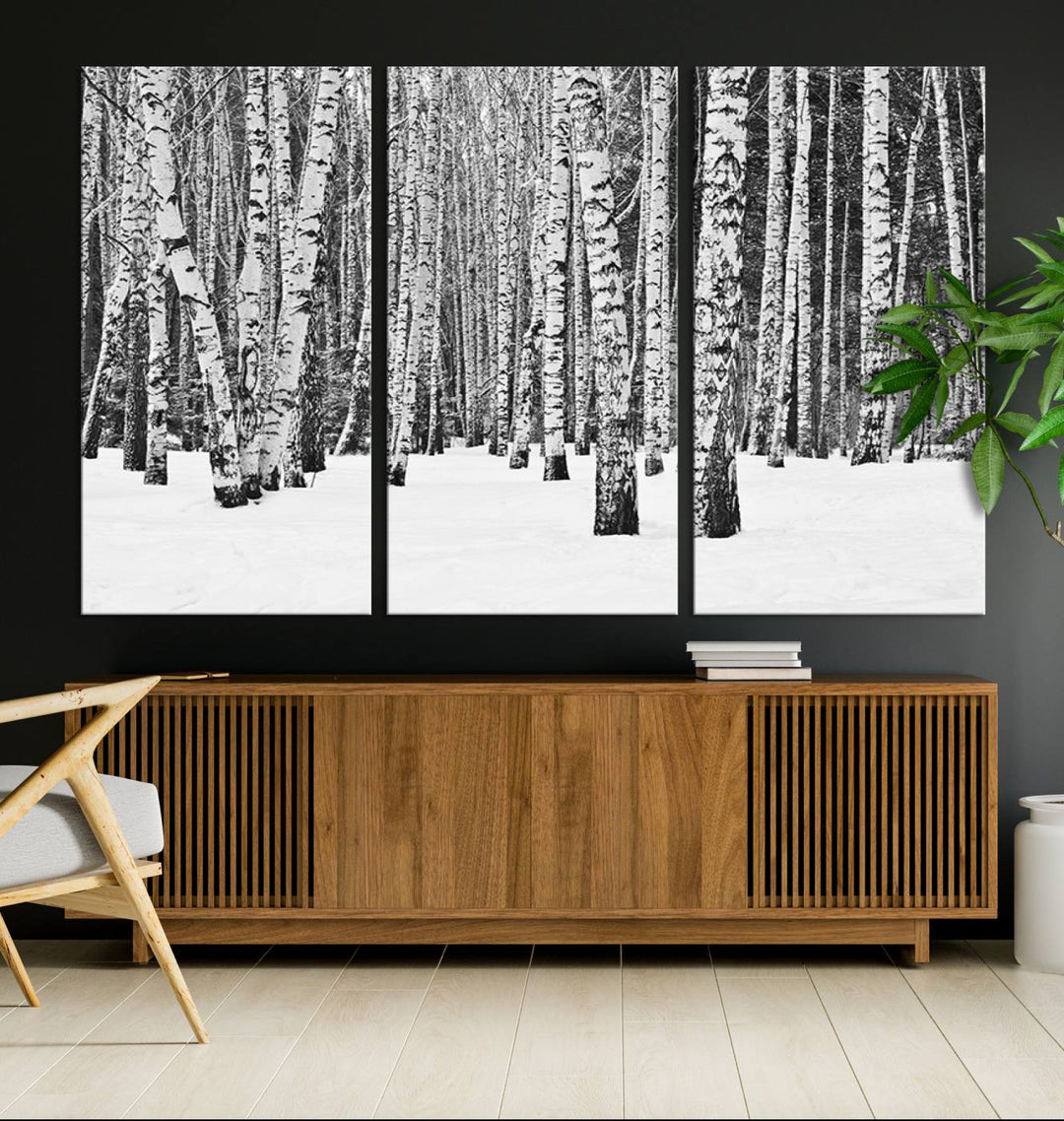 Wall Art Landscape Canvas Print Forest in Winter with Snowy Ground and Trees