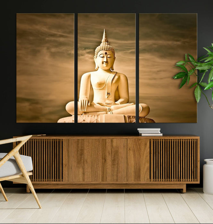 Reclining Buddha Statue Canvas Print 