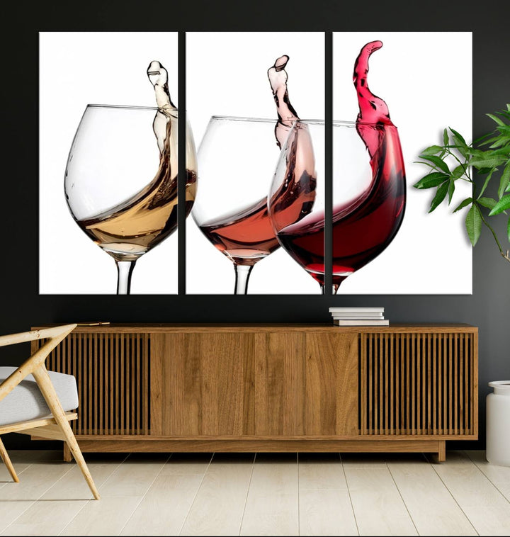 49896 - Lienzo decorativo para pared grande con vino abstracto en copas