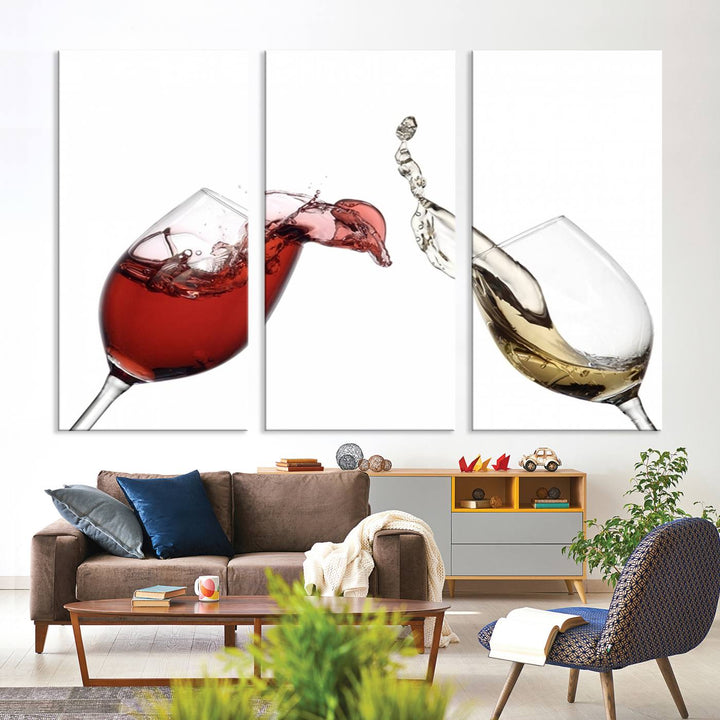 Red and White Wine in Glass Canvas Print