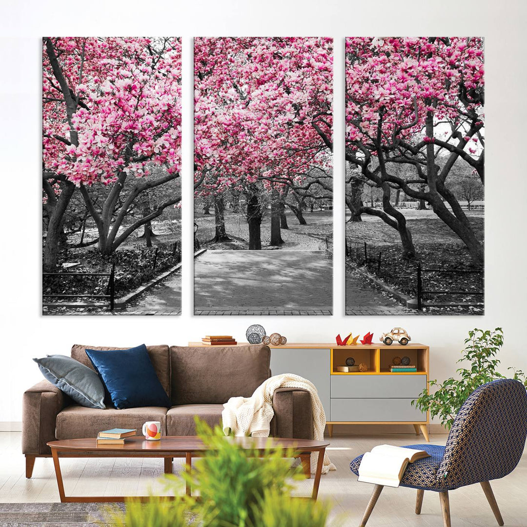 Art mural d’arbres roses Impression sur toile