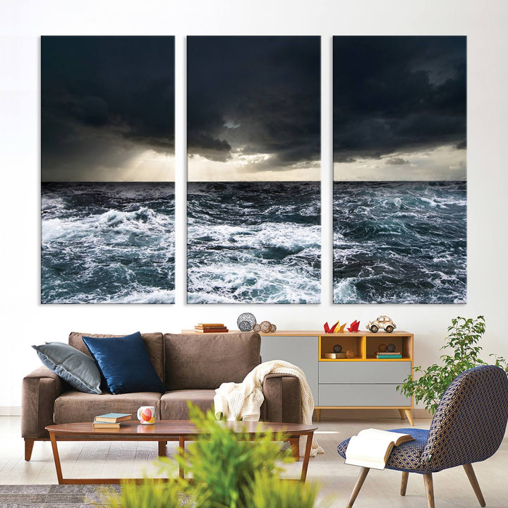 Ocean and Storm Canvas Art Print Hanging Great Print Ocean and