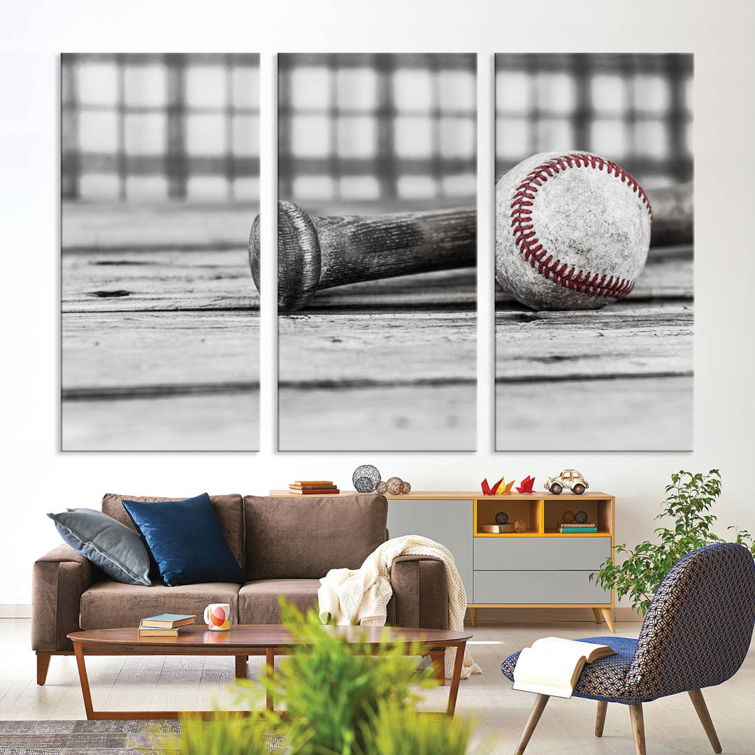 Impression d'art mural sur toile de baseball vintage