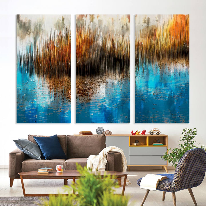 Restful Landscape Art Abstract Lake Canvas Print Wall Art