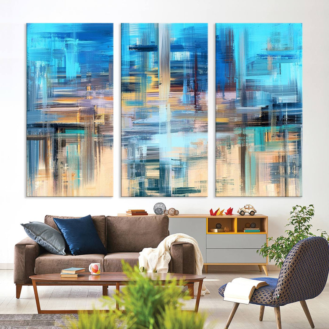 Contemporary Work of Art Blue Abstract Canvas Painting Wall Art Canvas Print