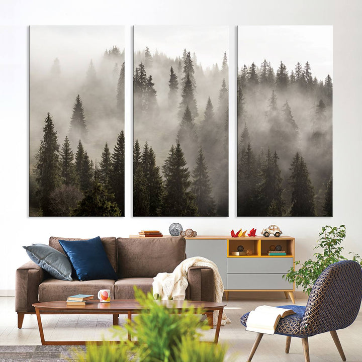 Foggy Forest Wall Art Canvas Print