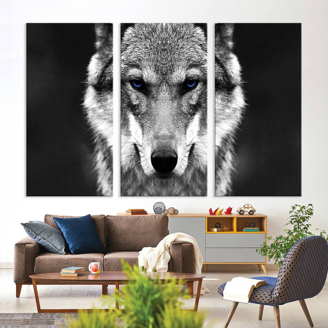 Arte de pared de lobo salvaje en blanco y negro Lienzo