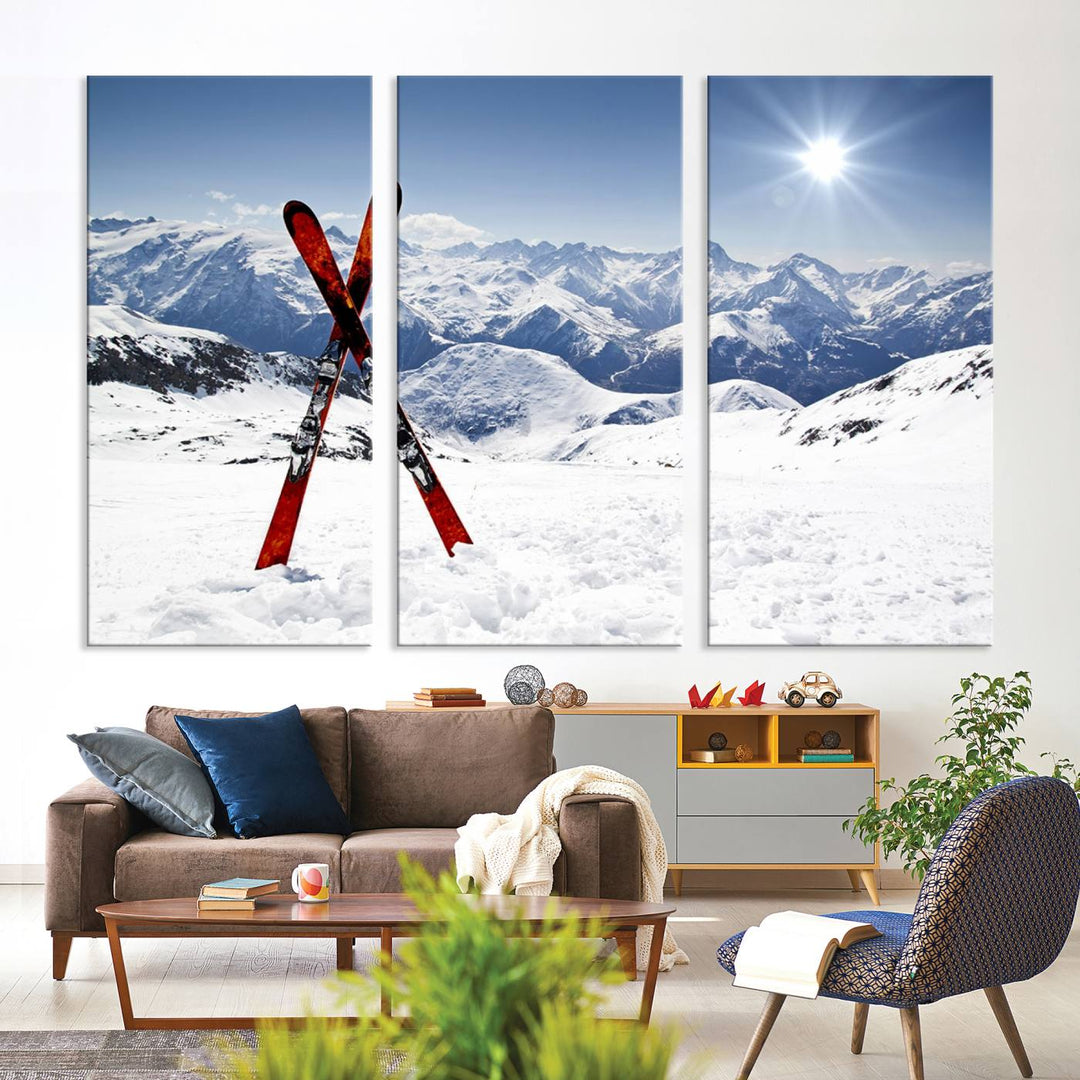 Snow Mountain Wall Art Canvas Print, Snowboard Sport Wall Art