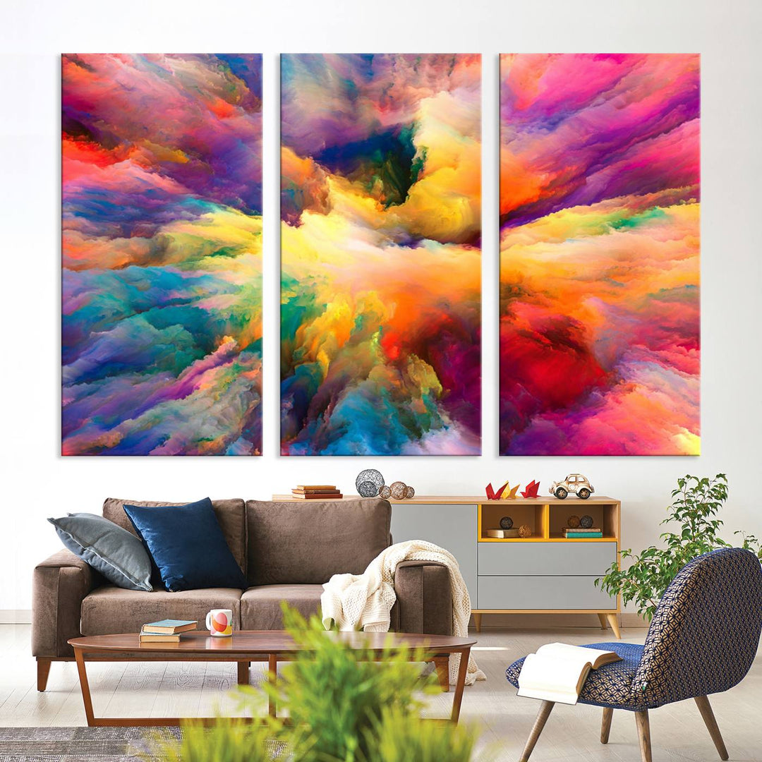 Arte de pared en forma de nube de colores vibrantes y ardientes Lienzo