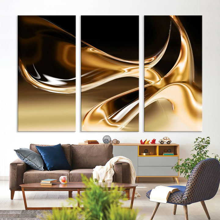 Liquid Glittered Luxury Gold Canvas Wall Art Print