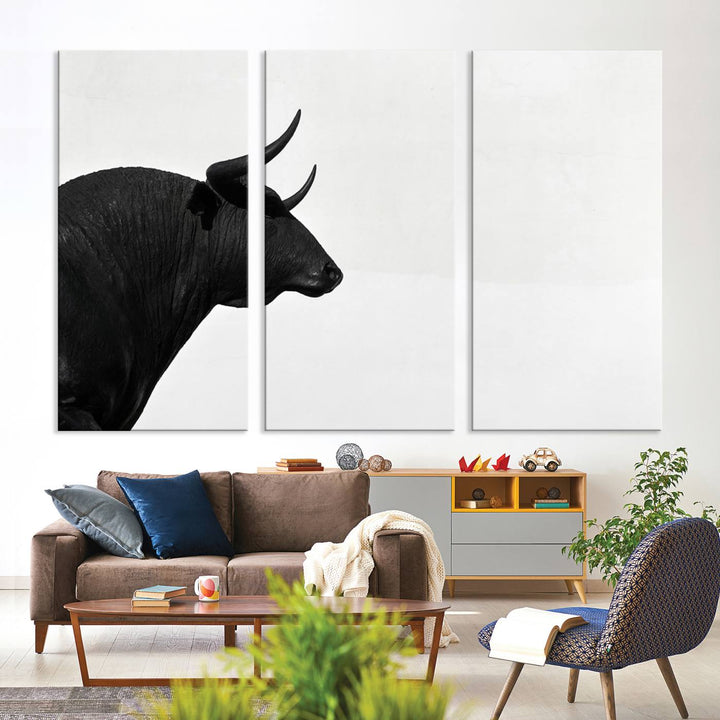 The Spanish Bull Wall Art Canvas Print is crafted on museum-quality canvases and is coated with UV-protective layers for lasting brilliance. It comes ready to hang, effortlessly enhancing your living space.