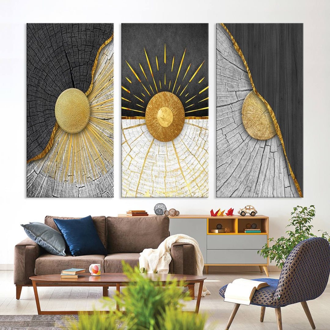 Minimal Style 3 Panel Abstract Wall Art Canvas Print 