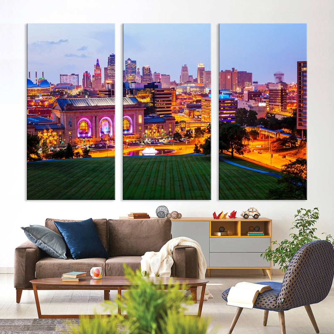 Impression sur toile de nuit de Kansas City, art mural et