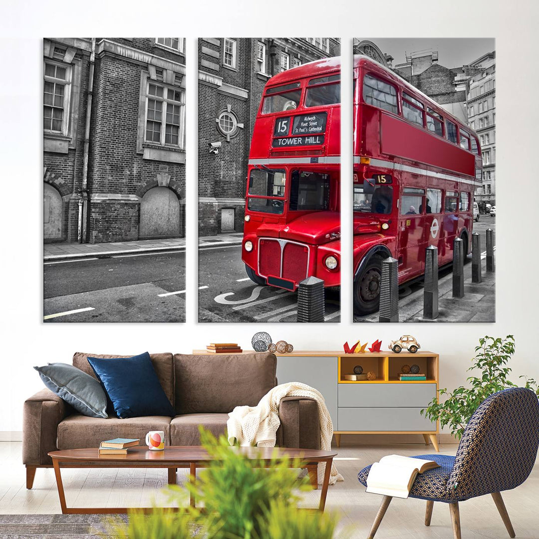 London Red Bus Wall Art, Red Telephone Club, London Night Canvas Print