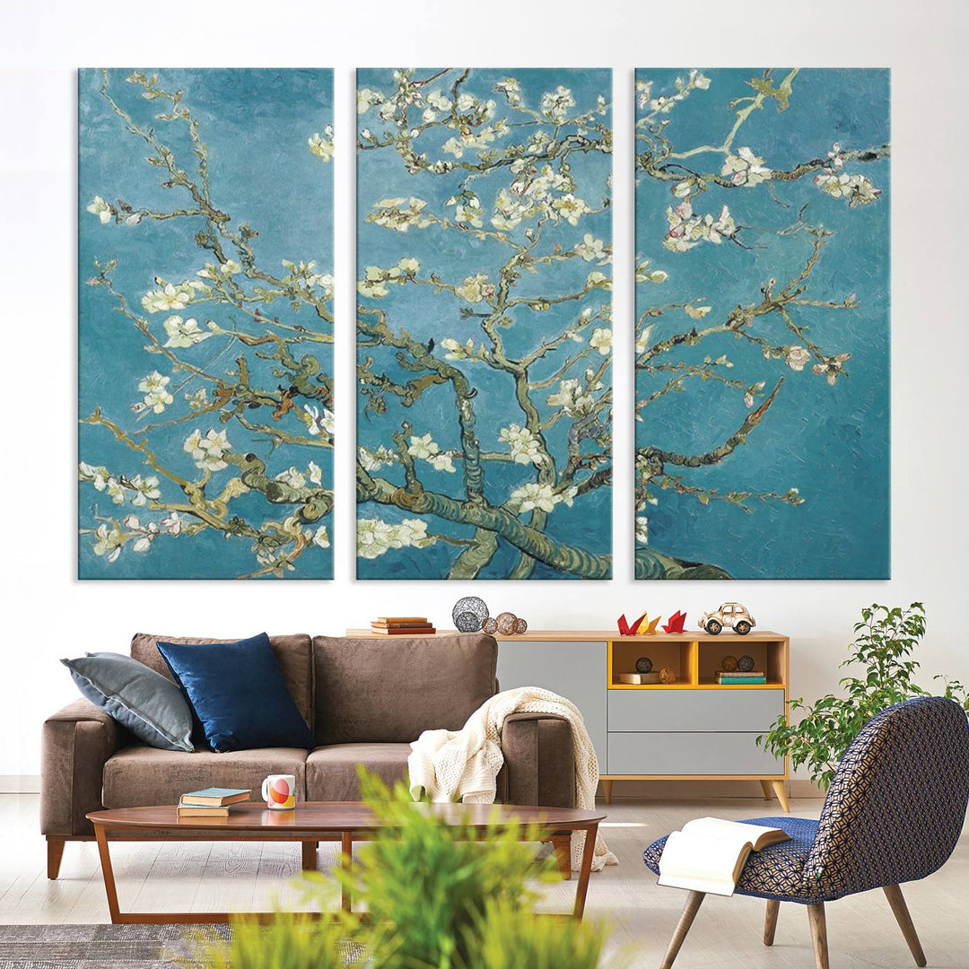 Art mural abstrait en fleurs d'amandier de Vincent Van Gogh Impression sur toile