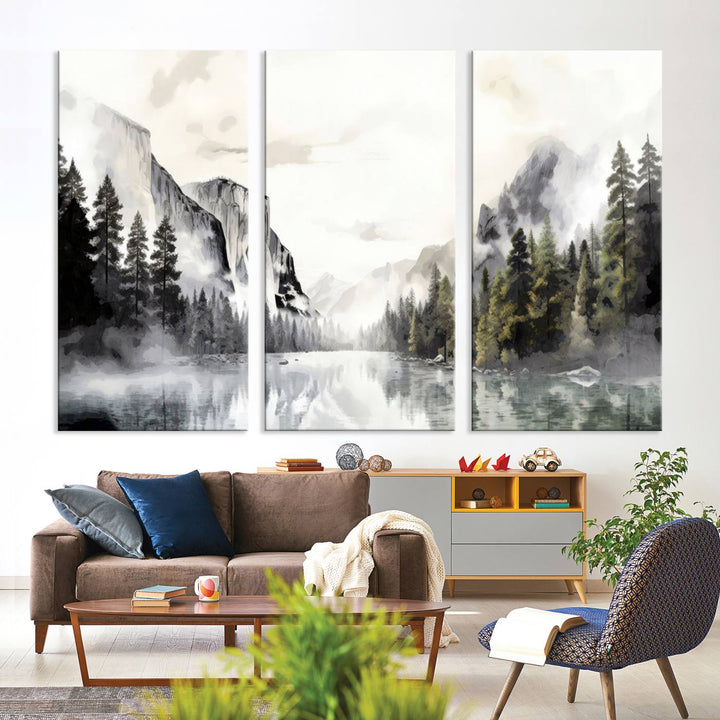 Yosemite National Park Watercolor Wall Art Canvas Print