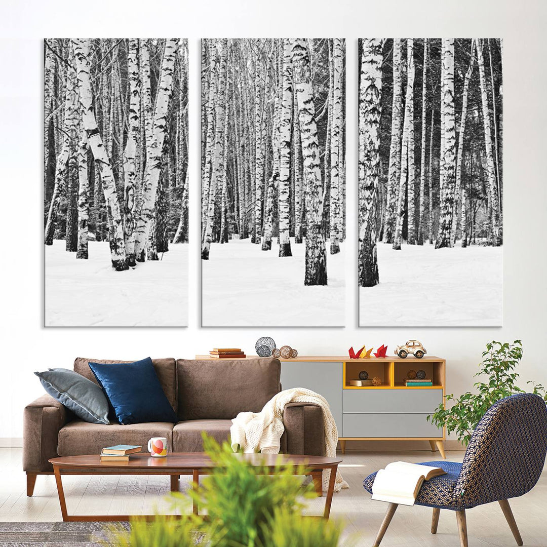 Wall Art Landscape Canvas Print Forest in Winter with Snowy Ground and Trees