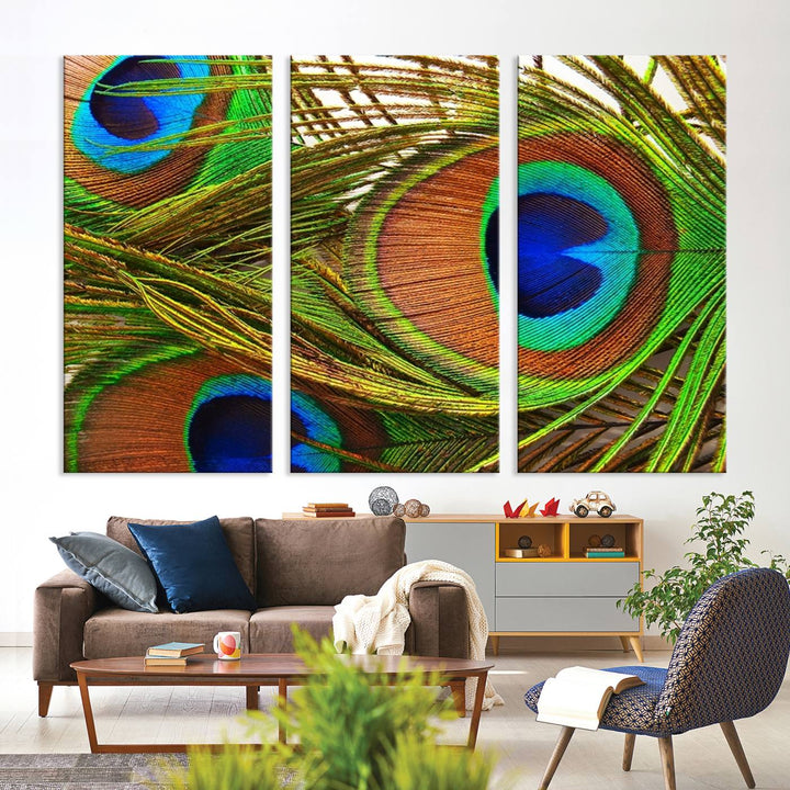 Wall Art Animal Canvas Print Triple Eyed Peacock Wing