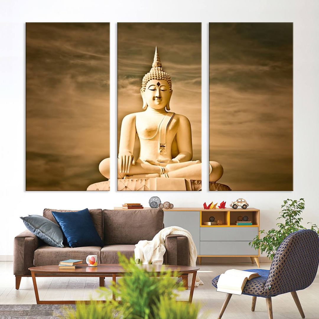 Reclining Buddha Statue Canvas Print 