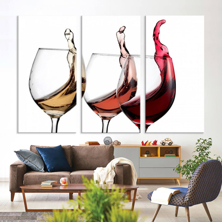 49896 - Lienzo decorativo para pared grande con vino abstracto en copas