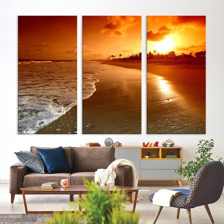 Wall Art Beautiful Beach Landscape at Sunset in Tropical Island Canvas Print